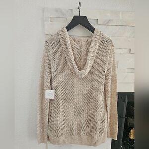 VTG 80s Sigrid Olsen Open Front Linen Blend Cardigan W/Hood